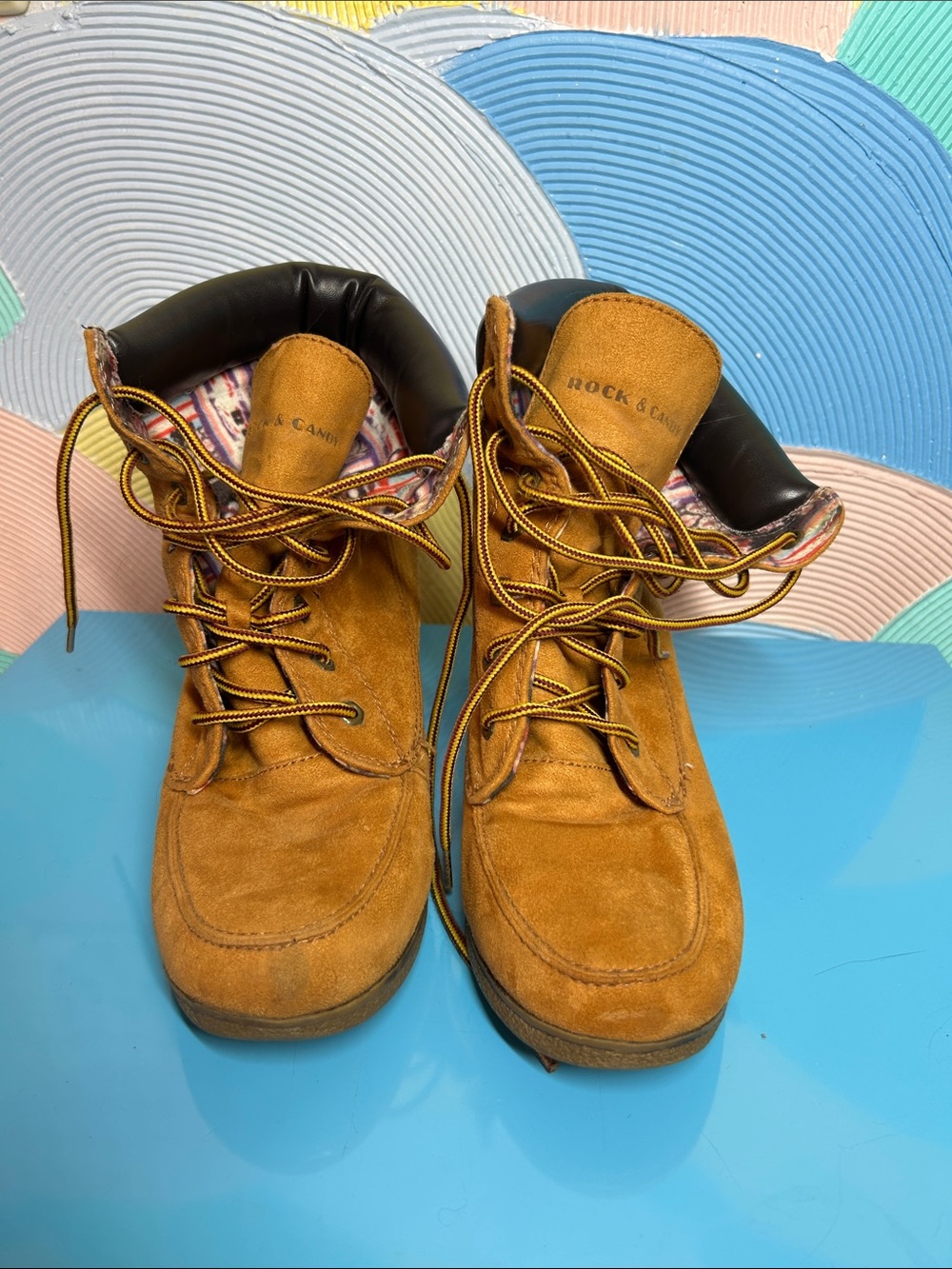 Rock & Candy Women’s Brown Suede Lace-Up Boots sz 10